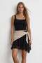 Women's beige tie-detail ruffle fabric waist accessory pareo alc-x15556