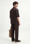 Brown Linen Blend Men's Trousers with Elastic Waist - 6