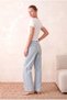 Women's White 95% Cotton / 5% Elastane Ribbed Camisole Regular Fit Square Neck Short Sleeve Baby Overlock Detailed T-Shirt Suzy - 3