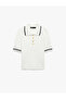 Striped Contrast Detailed Short Sleeve Buttoned Polo Collar Knitwear Sweater - 6