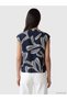 Notch Neck Patterned Blouse - 4