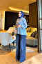 Ice Blue Waist-Tie Buttoned Shirt - 3