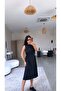 Black Original Pique Modal Dress with Side Laces and Gathered Details