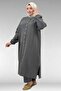 57044 Plus Size Button-Down Muslin Pants Suit with Elastic Sleeves - Anthracite - 4