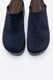 Lune Navy Blue Suede Genuine Leather Perforated Women's Wedge Heeled Slippers - 2
