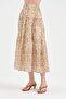 Women's Ethnic Patterned Long Skirt with Elastic Waist and Lined Design - 2
