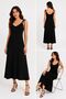 Bubble Fabric Puff Board with Bead Accessories Tie-Up String Strap Dress Black -130Cm Premium