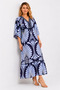 Women's Plus Size Navy Blue, Collar Stone Detailed Skirt Hem Layered Dress 65N39542 - 4