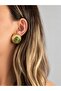 Special Series Oval Green Stone Detailed Earrings - 2