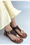Jande Brown Leather Powder Flip-Flop Sandals - 3