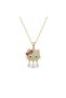 Gold Steel Necklace with Zircon Stone and Hello Kitty Figure