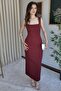 Square Neckline, Straps and Slit Maxiboy Evening Dress