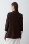 Women's Brown Striped Lined Blazer Jacket with Sleeve Detail - 6
