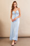 Women's Baby Blue Midaxi Dress with Front Window Ees003114 - 3