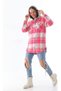 Women's Pink Plaid Patterned Hooded Lumberjack Shirt Jacket - 2