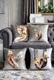 Set of 4 Cushion Covers with Gold Leaf Pattern