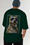 For Dog Lovers 49 Green Oversize T-Shirt with Back Dog Print 100% Cotton Unisex Dog Lover Premium Design - 7