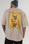 For Dog Lovers 62 Back Dog Print Beige Oversize T-Shirt 100% Cotton Unisex Dog Lover Premium Design - 5