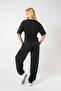 Black Modal Fabric Shalwar Top and Bottom Set - 2