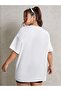 Women / Girls Happy Printed White Oversize T-Shirt Casual Boyfirend - 3