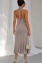 فستان طويل من الليكرا بفتحة خلفية وربطة عنق حول الرقبة GT7180 - 4