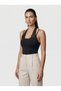 Women's Black Lace Collar Thin Strap Snap Bodysuit - 3