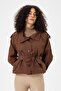 Parille Trench Coat with Stand Collar and Back Windbreaker Detail