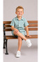 Boy's Striped Wrinkled Fabric Shirt Shorts Set Summer Two-Piece Set 4-9 Years Old I Boy's Set - 4