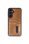 Samsung Galaxy A16 5g Compatible Case Sara Leather Case with Business Card Holder - Tan - 4