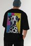 For the Love of Dogs 58 Back Dog Print Black Oversize T-Shirt 100% Cotton Unisex Dog Lover Premium Design - 7