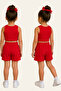 Girls' Red Crop Tank Top and Shorts Set Ribbed Fabric Summer Comfortable Two-Piece Set - 4