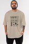 Gym Bro Oversize Front Printed Beige T-Shirt 100% Cotton Streetwear Premium Comfortable Fit - 2