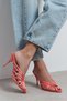 Judith Salmon Satin Open Toe Detailed Caged Women's Heeled Slippers - 3