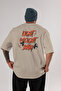 Light Weight Baby Oversize Back Printed Beige T-Shirt 100% Cotton Streetwear Premium Comfortable Fit - 2