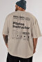 Pilates Instructor Oversize Back Printed Beige T-Shirt 100% Cotton Streetwear Premium Comfortable Fit - 5