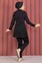 Allerli Hijab Swimsuit with Front Half Zipper Skirt Black - 8