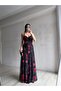 Bonjour Rose Patterned Maxi Dress 5508 - Black - 4