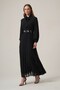 Women's Chiffon Belted Pleated Dress Black 31406 - 3
