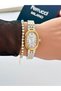 Steel Strap Oval Case 2 Year Warranty 3 Atm Waterproof Women's Wristwatch + Bracelet Gift - 3