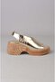 اختر 4125 صندل بكعب من الجلد الأصلي (الكعب: 7 سم ، المنصة: 2.5 سم) ذهبي