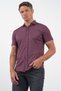 Burgundy Italian Collar Short Sleeve Pocketless Slim Fit Cotton Shirt 1004260158