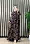 Emi̇ne Elbi̇se Viscose Fabric Women's Brown Collar Openable Buttoned Patterned Hijab Dress