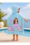 Girls' Mermaid and Seahorse Patterned Hooded Beach Poncho Children's Towel Poncho - 7