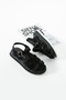 Avenor Women's Buckle Detailed Genuine Leather Sandals Black Suede - 3
