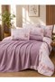 Purple Color Double 5-Piece Piqued Duvet Cover Set 100% Cotton Boxed Set