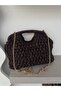 Square handle woven clutch bag - burnt coffee - 2