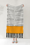Striped Yellow Black Beach Towel - Minimalist Geometric White Pool Sea Bath Seaside Cover-Up - 2