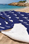 Denizatı Marine Beach Towel Coverlet - Navy Blue White Nautical Quick-Drying Microfiber Towel Coverlet - 5