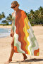 Abstract Wavy Retro Beach Towel - Bohemian Orange Yellow Pool Sea Bath Quick Dry Seaside Cover-Up - 7