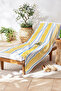 Striped Tropical Palm Beach Towel - Yellow Blue Modern Marine Quick Dry Microfiber Towel Coverlet - 6